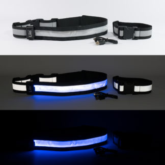 Liio Luxe Blue: LED USB rechargeable illuminating reflective modular strap/band system