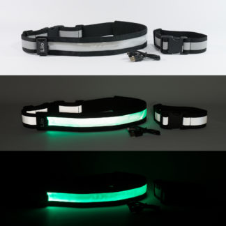 Liio Luxe Green: LED USB rechargeable illuminating reflective modular strap/band system